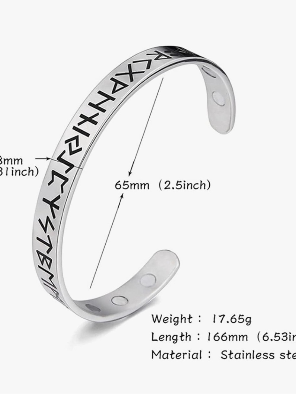Viking Rune Bangle Bracelet - Picture 4 of 4